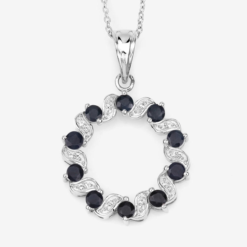Bids.com 1.30 Carat Genuine Blue Sapphire and White Topaz .925 Sterling Silver Pendant Pendants White Smoke