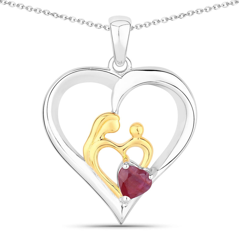 Bids.com 0.50 Carat Genuine Ruby .925 Sterling Silver Pendant Pendants White Smoke size 18.00