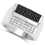 Bids.com 0.64 Carat Genuine Black Diamond and White Diamond .925 Sterling Silver Ring Rings White Smoke size 6.00,size 8.00,size 9.00,size 7.00