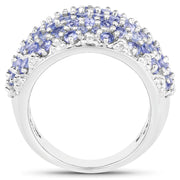 Bids.com 3.01 Carat Genuine Tanzanite and White Diamond .925 Sterling Silver Ring Rings White Smoke size 7.00,size 6.00,size 8.00,size 9.00,size 10.00