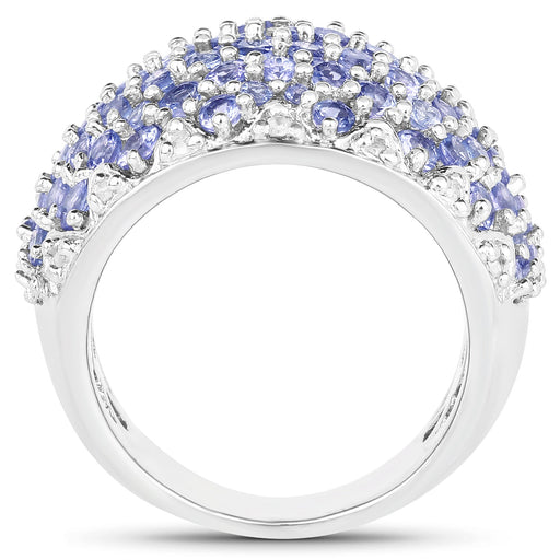 Bids.com 3.01 Carat Genuine Tanzanite and White Diamond .925 Sterling Silver Ring Rings White Smoke size 7.00,size 6.00,size 8.00,size 9.00,size 10.00
