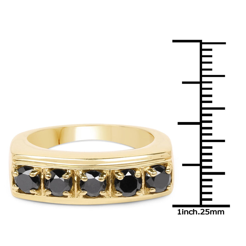 Bids.com 14K Yellow Gold Plated 1.25 Carat Genuine Black Diamond .925 Sterling Silver Ring Rings White Smoke size 9.00,size 8.50,size 9.50,size 6.00,size 7.00,size 8.00