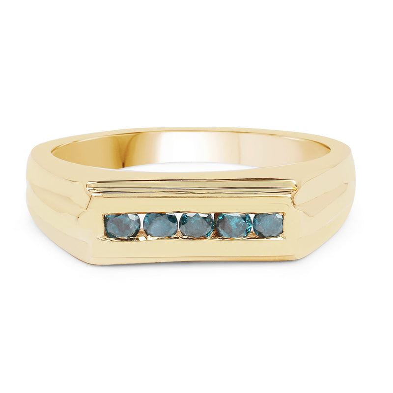 Bids.com 14K Yellow Gold Plated 0.25 Carat Genuine Blue Diamond .925 Sterling Silver Ring Rings Wheat size 6.00,size 7.00,size 8.00,size 9.00,size 9.50