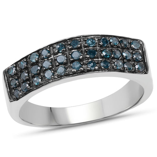 Bids.com 0.40 Carat Genuine Blue Diamond .925 Sterling Silver Ring Rings White Smoke size 8.00,size 6.50,size 6.00,size 7.00,size 9.00