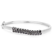 Bids.com 3.53 Carat Genuine Black Diamond .925 Sterling Silver Bangle Bracelets White Smoke size 7.50