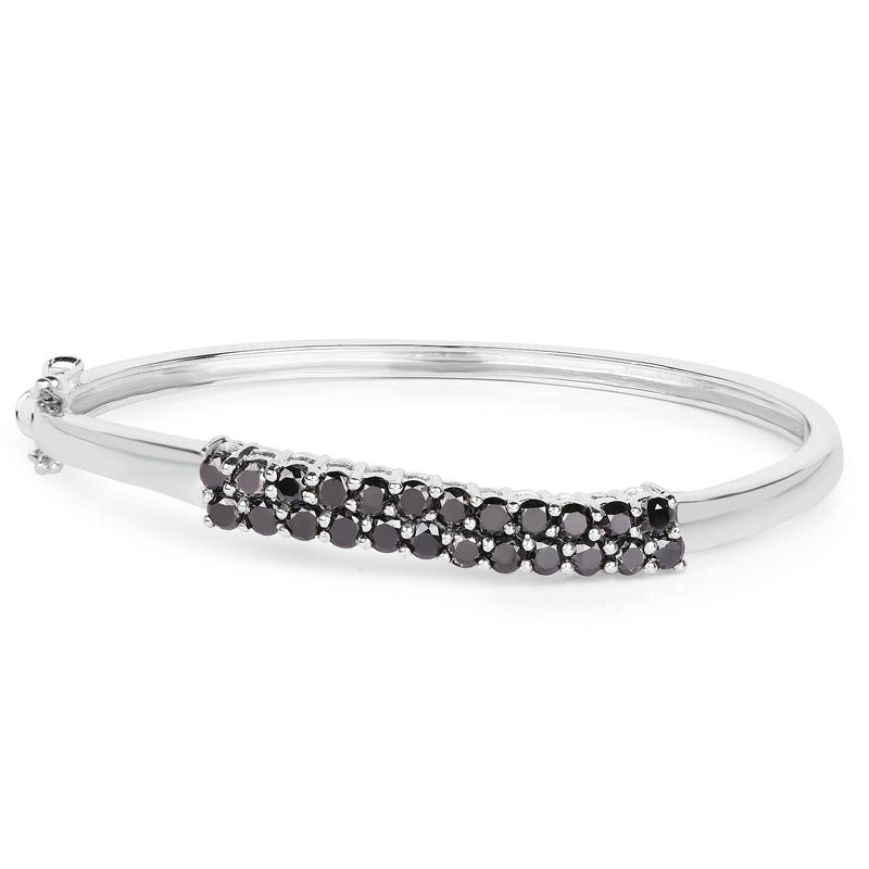 Bids.com 3.53 Carat Genuine Black Diamond .925 Sterling Silver Bangle Bracelets White Smoke size 7.50