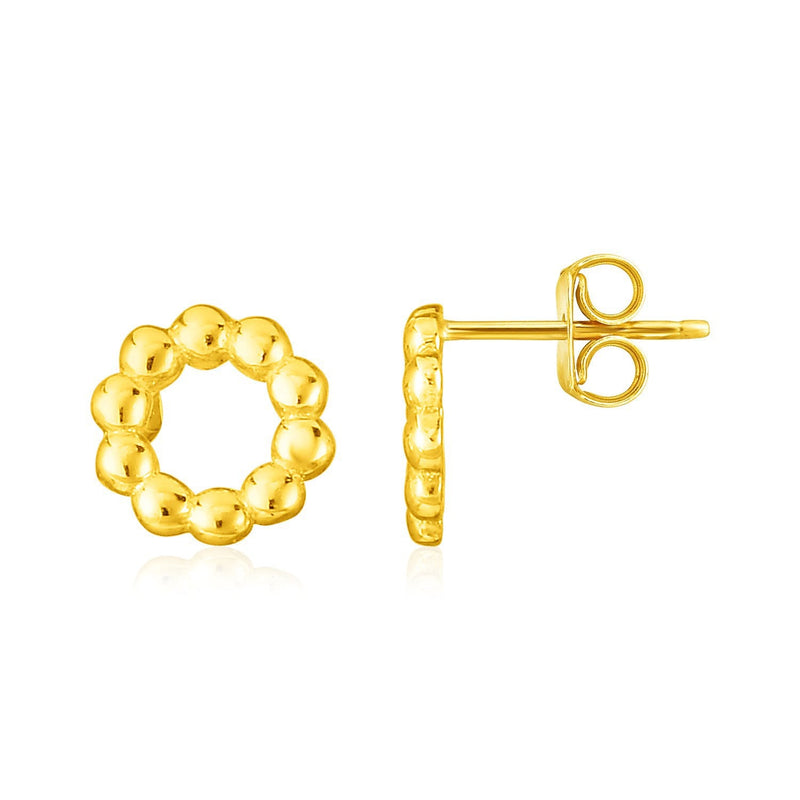 Bids.com 14K Yellow Gold Beaded Circle Earrings Earrings White Smoke Yellow Gold