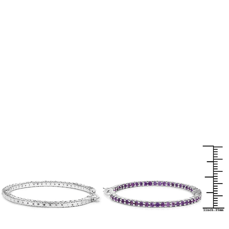 Bids.com 3.00 Carat Genuine Amethyst .925 Sterling Silver Earrings Earrings White Smoke