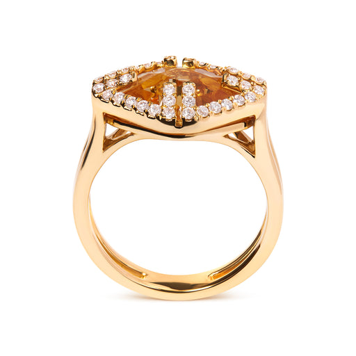 Bids.com 14K Yellow Gold Marquise-Cut Yellow Citrine and 1/3 Cttw Diamond Halo Cocktail Ring (G-H Color, SI1-SI2 Clarity) - Size 7 Rings White Smoke 7 / Yellow.Gold