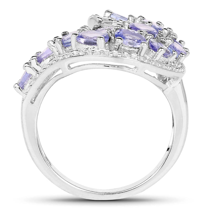 Bids.com 2.21 Carat Genuine Tanzanite .925 Sterling Silver Ring Rings White Smoke size 7.00,size 8.00,size 6.00,size 9.00