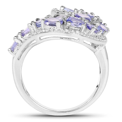 Bids.com 2.21 Carat Genuine Tanzanite .925 Sterling Silver Ring Rings White Smoke size 7.00,size 8.00,size 6.00,size 9.00