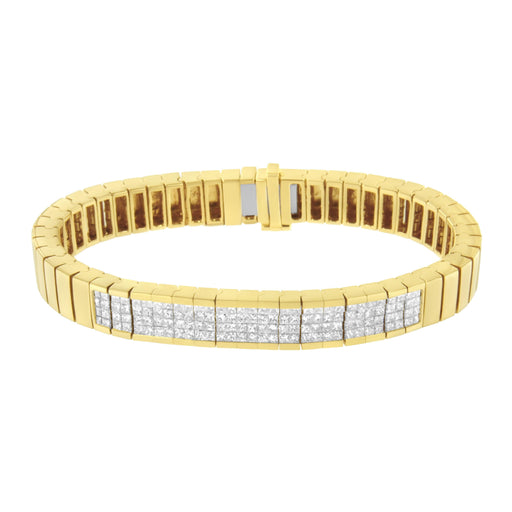 Bids.com 14K Yellow Gold 3 5/8 cttw Invisible Set Princess-Cut Diamond ID Tennis Bracelet (I-J Color, SI1-SI2 Clarity) - Size 7" Bracelets White Smoke Yellow.Gold / 7