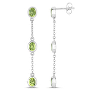 Bids.com 2.10 Carat Genuine Peridot .925 Sterling Silver Earrings Earrings White Smoke