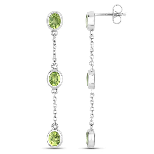 Bids.com 2.10 Carat Genuine Peridot .925 Sterling Silver Earrings Earrings White Smoke