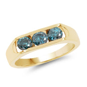 Bids.com 14K Yellow Gold Plated 0.90 Carat Genuine Blue Diamond .925 Sterling Silver Ring Rings White Smoke size 9.00,size 6.00,size 7.00,size 8.00