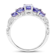 Bids.com 1.63 Carat Genuine Tanzanite .925 Sterling Silver Ring Rings White Smoke size 6.00,size 7.00,size 8.00,size 9.00,size 5.00