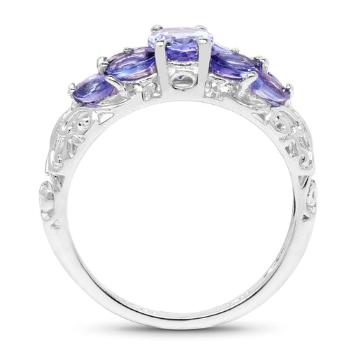 Bids.com 1.63 Carat Genuine Tanzanite .925 Sterling Silver Ring Rings White Smoke size 6.00,size 7.00,size 8.00,size 9.00,size 5.00