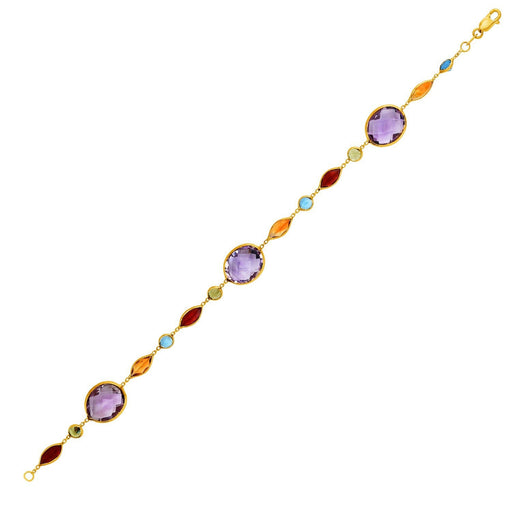 Bids.com 14k Yellow Gold Bracelet with Multi-Colored Stones Bracelets White Smoke 7.5 / Yellow Gold