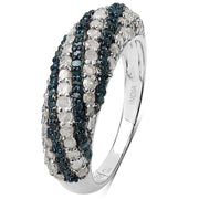 Bids.com 1.25 Carat Genuine Blue Diamond and White Diamond .925 Sterling Silver Ring Rings White Smoke size 7.00,size 8.00,size 6.00,size 5.00,size 9.00