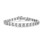Bids.com .925 Sterling Silver Diamond Miracle-Set Double Swoosh Milgrain Style Tennis Bracelet (1/2 cttw, I-J Color, I3 Clarity) - Size 7.75" Bracelets White Smoke White.Sterling Silver / 7.75