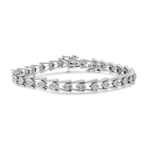 Bids.com .925 Sterling Silver Diamond Miracle-Set Double Swoosh Milgrain Style Tennis Bracelet (1/2 cttw, I-J Color, I3 Clarity) - Size 7.75" Bracelets White Smoke White.Sterling Silver / 7.75