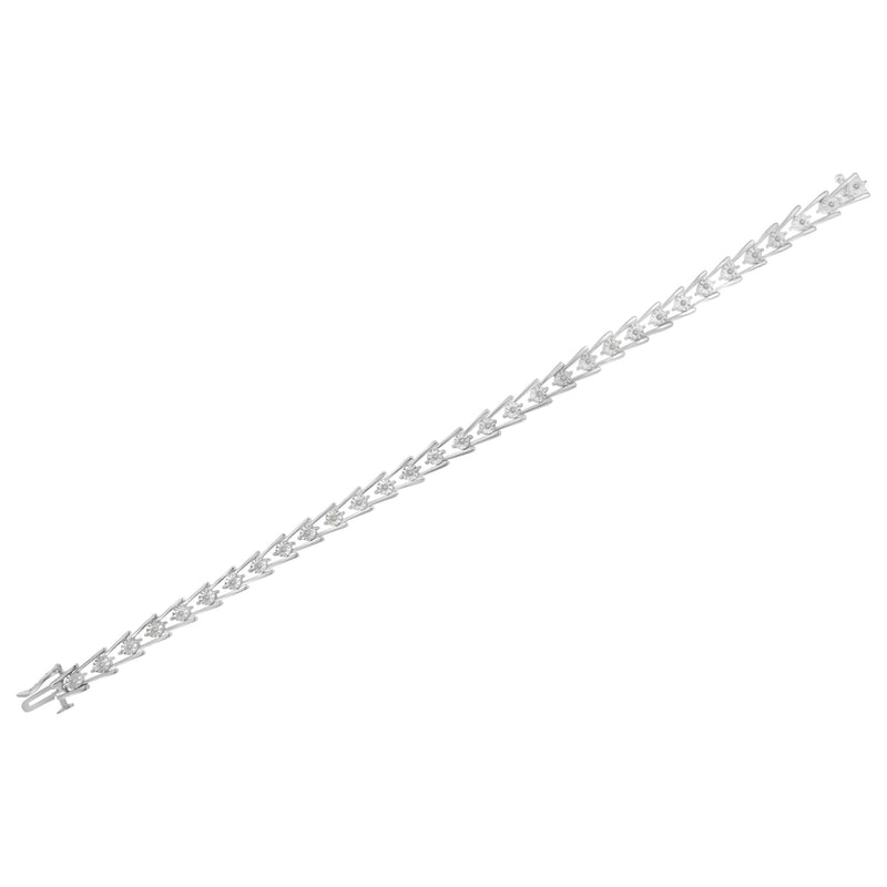 Bids.com .925 Sterling Silver 1/4 cttw Miracle Set Diamond Sleek and Open "V"Bracelet (I-J Color, I3 Clarity) -7.5" Bracelets White Smoke White.Sterling Silver / 7.5
