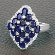 Bids.com 3.48 Carat Genuine Blue Sapphire and White Zircon .925 Sterling Silver Ring Rings Dim Gray size 7.00,size 5.00,size 6.00,size 8.00,size 9.00,size 5.50,size 9.25