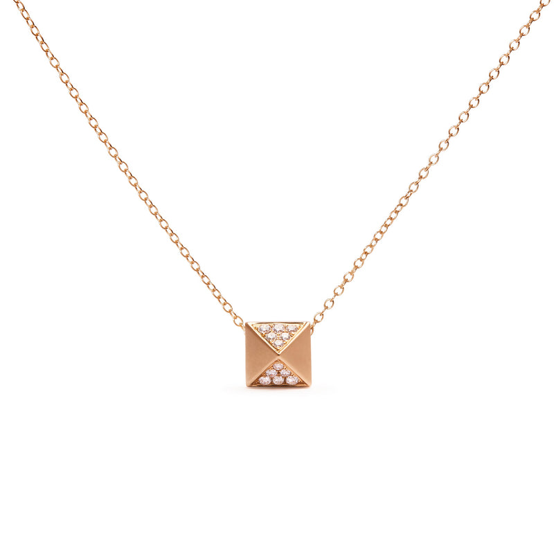 Bids.com 14K Yellow Gold 1/4 Cttw Diamond Matte Finished Pyramid Pendant Necklace (G-H Color, SI1-SI2 Clarity) - 18 Inches Necklaces White Smoke Yellow.Gold / 18