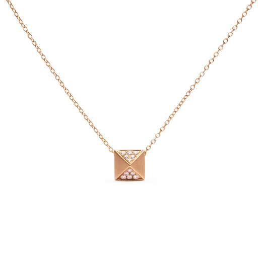 Bids.com 14K Yellow Gold 1/4 Cttw Diamond Matte Finished Pyramid Pendant Necklace (G-H Color, SI1-SI2 Clarity) - 18 Inches Necklaces White Smoke Yellow.Gold / 18