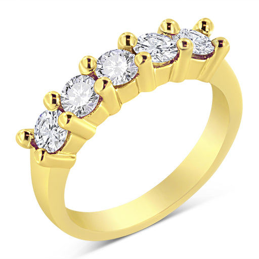 Bids.com 14K Yellow Gold Plated .925 Sterling Silver 1.0 Cttw Shared Prong-set Round Diamond 5 Stone Band Ring (J-K Color, I1-I2 Clarity) - Size 7 Rings White Smoke 7 / Yellow.Sterling Silver,9 / Yellow.Sterling Silver,8 / Yellow.Sterling Silver,6 / Yellow.Sterling Silver