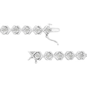 Bids.com .925 Sterling Silver 1/4 Cttw Miracle Set Diamond "X" Link Bracelet (I-J Color, I3 Clarity) - 7.25" Bracelets White Smoke White.Sterling Silver / 7.25