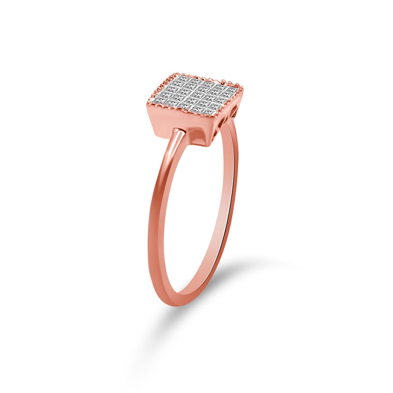 Bids.com 10K Rose Gold 1/3 Cttw Invisible Set Princess Cut Diamond Composite Square Shape Ring for Women (H-I color, I1-I2 clarity) - Size 7 Rings White Smoke 5 / Rose.Gold,8 / Rose.Gold,6 / Rose.Gold,9 / Rose.Gold,7 / Rose.Gold