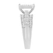 Bids.com 14K White Gold 1.0 Cttw Mixed-Cut Diamond Rectangle Invisible-Set Composite Cluster Ring with Bar- and Channel-Set Band (H-I Color, SI2-I1 Clarity) - Size 7 Rings White Smoke 7.25 / 14k White Gold,7 / White.Gold