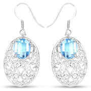 Bids.com 10.72 Carat Genuine Blue Topaz .925 Sterling Silver Earrings Earrings White Smoke