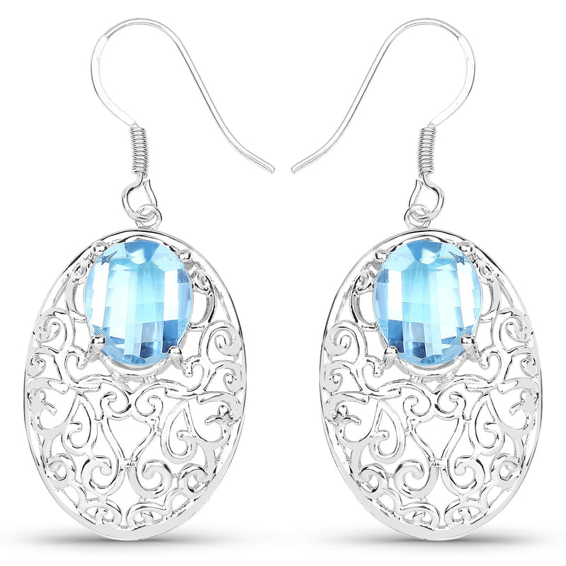 Bids.com 10.72 Carat Genuine Blue Topaz .925 Sterling Silver Earrings Earrings White Smoke