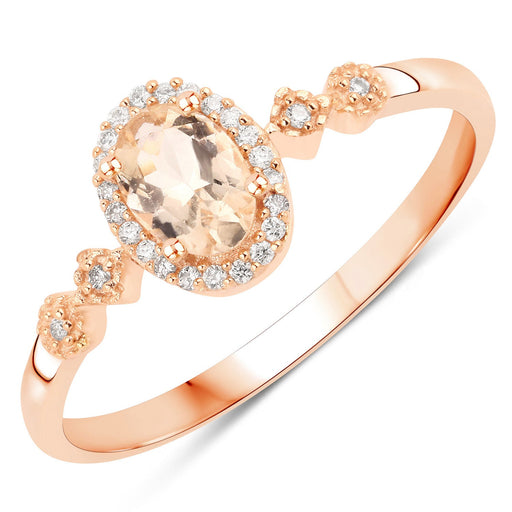 Bids.com 0.48 Carat Genuine Morganite and White Diamond 10K Rose Gold Ring Rings White Smoke size 7.00,size 5.00,size 6.00,size 8.00,size 9.00,size 5.50,size 5.25,size 8.50