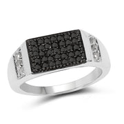 Bids.com 0.55 Carat Genuine Black Diamond and White Diamond .925 Sterling Silver Ring Rings White Smoke size 9.00,size 6.00,size 7.00,size 8.00