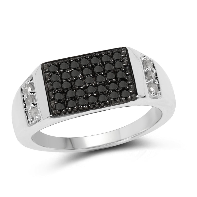 Bids.com 0.55 Carat Genuine Black Diamond and White Diamond .925 Sterling Silver Ring Rings White Smoke size 9.00,size 6.00,size 7.00,size 8.00