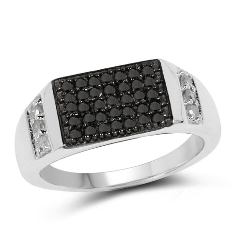 Bids.com 0.55 Carat Genuine Black Diamond and White Diamond .925 Sterling Silver Ring Rings White Smoke size 9.00,size 6.00,size 7.00,size 8.00
