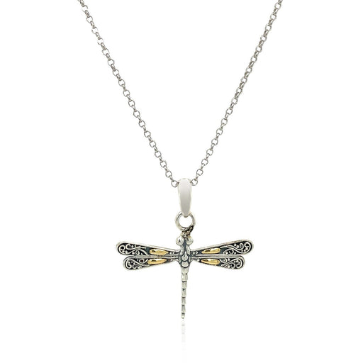 Bids.com 18k Yellow Gold and Sterling Silver Pendant in a Dragonfly Design Pendants White Smoke Yellow Gold & Sterling Silver