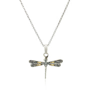 Bids.com 18k Yellow Gold and Sterling Silver Pendant in a Dragonfly Design Pendants White Smoke Yellow Gold & Sterling Silver
