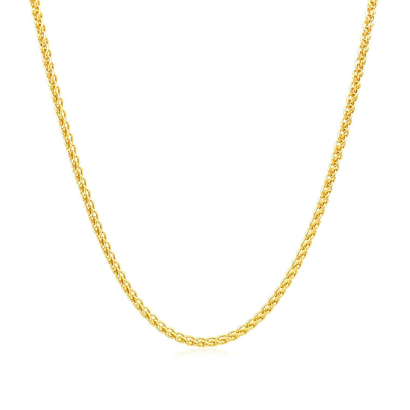 Bids.com 14k Yellow Gold Round Wheat Chain 1.5mm Necklaces White Smoke 16 / Yellow Gold,18 / Yellow Gold,20 / Yellow Gold,22 / Yellow Gold,24 / Yellow Gold,30 / Yellow Gold