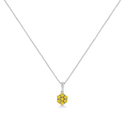 Bids.com .925 Sterling Silver 1/2 Cttw Prong Set Treated Green Diamond Floral Cluster 18" Pendant Necklace (Green Color, I1-I2 Clarity) Necklaces White Smoke Yellow Diamond / 0.25 / White,Yellow Diamond / 0.25 / Yellow,Green Diamond / 0.25 / White,Yellow Diamond / 0.5 / White,Green Diamond / 0.5 / White