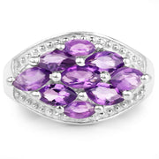 Bids.com 1.91 Carat Genuine  Amethyst .925 Sterling Silver Ring Rings White Smoke size 7.00,size 6.00,size 8.00,size 5.00,size 9.00