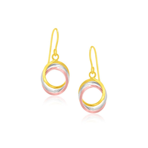 Bids.com 14k Tri-Color Gold Open Entwined Ring Earrings Earrings White Smoke Tri-Color Gold