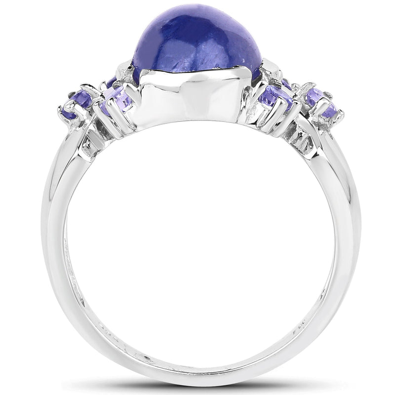 Bids.com 3.76 Carat Genuine Tanzanite .925 Sterling Silver Ring Rings White Smoke size 6.00,size 7.00,size 8.00,size 9.00