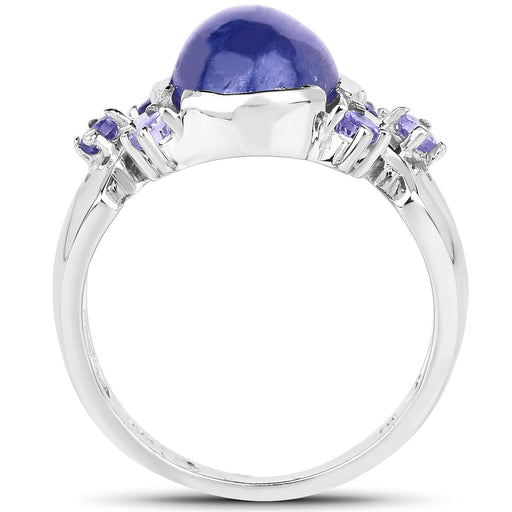 Bids.com 3.76 Carat Genuine Tanzanite .925 Sterling Silver Ring Rings White Smoke size 6.00,size 7.00,size 8.00,size 9.00