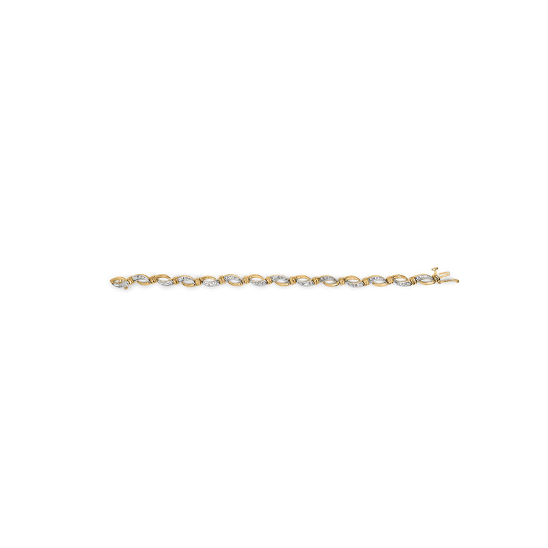 Bids.com 10K Yellow and White Gold 1/2 Cttw Channel Set Diamond Infinity Link 7" Tennis Bracelet (H-I Color, I1-I2 Clarity) Bracelets Seashell YellowWhite.Gold / 7
