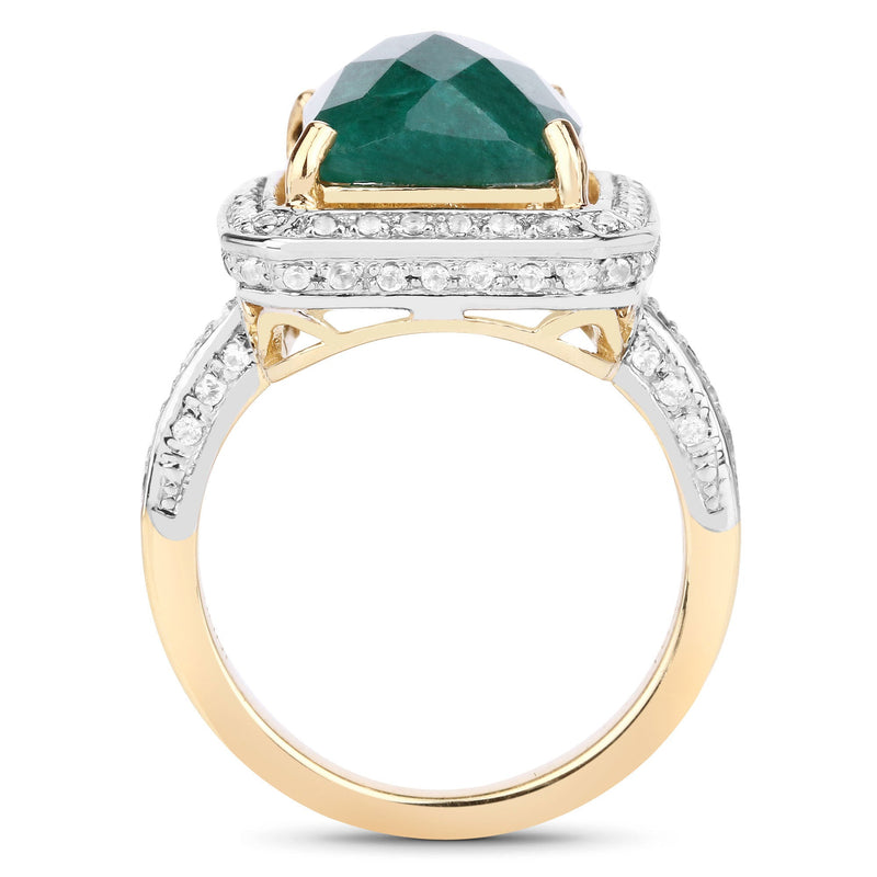 Bids.com 5.18 Carat Dyed Emerald and White Topaz .925 Sterling Silver Ring Rings White Smoke size 5.00,size 6.00,size 7.00,size 8.00,size 9.00,size 10.00,size 6.75