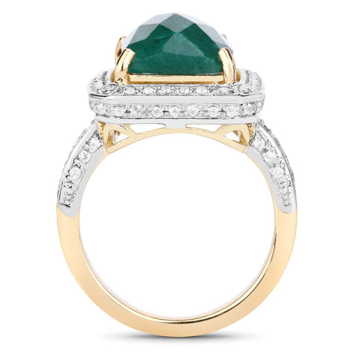 Bids.com 5.18 Carat Dyed Emerald and White Topaz .925 Sterling Silver Ring Rings White Smoke size 5.00,size 6.00,size 7.00,size 8.00,size 9.00,size 10.00,size 6.75